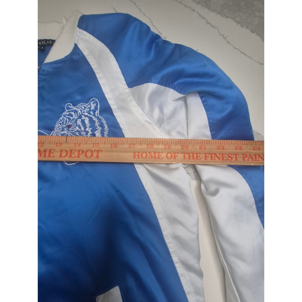 Jaywalker‎ Mens Blue Satin Tiger Embroidered Bomber Jacket Varsity Zip Up Size M - Picture 6 of 16